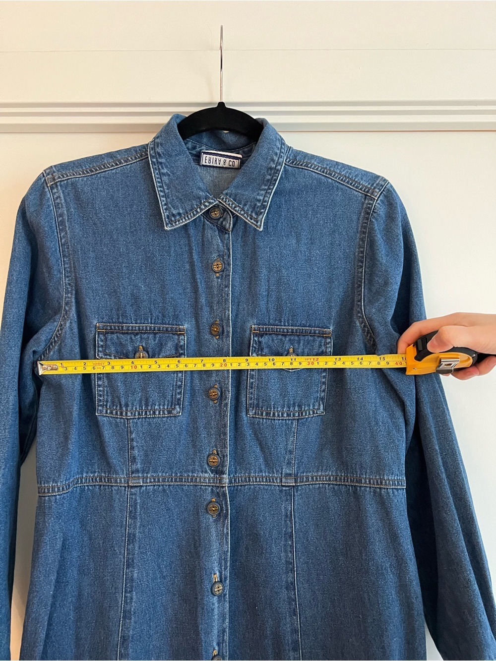 Maxi Denim Button-Front Shirt Dress - Blue Erika & Co Vintage - Picture 8 of 14